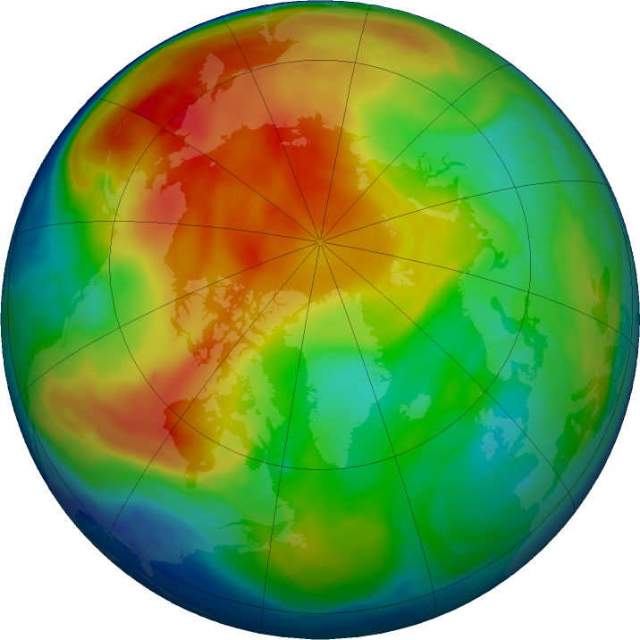 Arctic ozone map for 31 December 2018